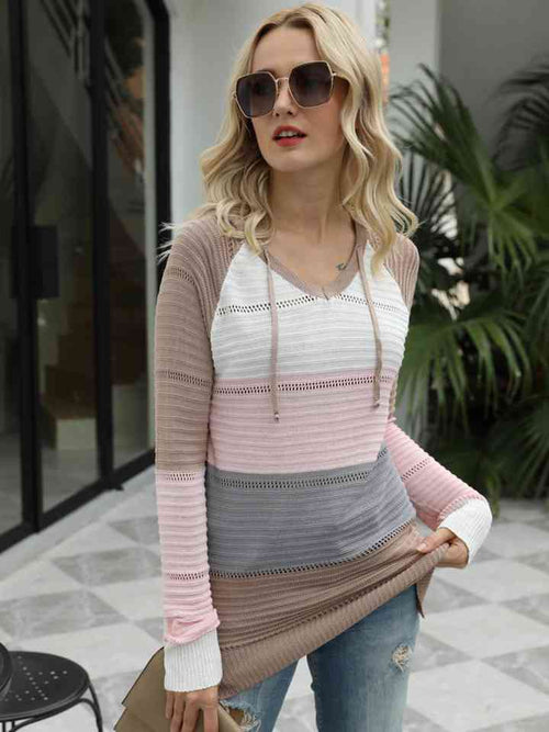 Color Block Hooded Sweater - 3 Colors