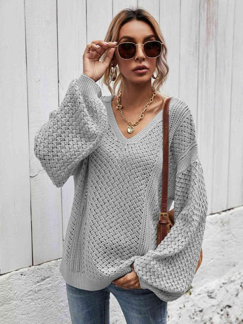 V-Neck Dropped Shoulder Sweater - 5 Colors