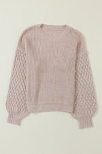 Parchment Cable Knit Sleeve Drop Shoulder Sweater