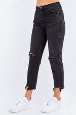 American Bazi High Waist Distressed Cropped Straight Jeans - Luxe Shopping