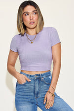 Basic Bae Full Size Ribbed Round Neck Short Sleeve T - Shirt - Luxe Shopping