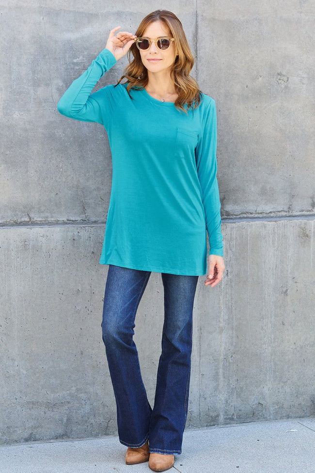 Basic Bae Full Size Round Neck Long Sleeve Top - Luxe Shopping