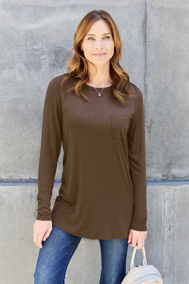 Basic Bae Full Size Round Neck Long Sleeve Top - Luxe Shopping