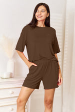 Basic Bae Full Size Soft Rayon Half Sleeve Top and Shorts Set - Luxe Shopping