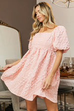 BiBi Flower Square Neck Puff Sleeve Dress - Luxe Shopping