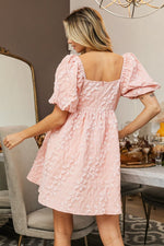 BiBi Flower Square Neck Puff Sleeve Dress - Luxe Shopping