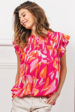 BiBi Smocked Yoke Ruffled Floral Top - Luxe Shopping