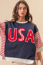 BiBi USA Letter Patchwork Contrast Short Sleeve T - Shirt - Luxe Shopping