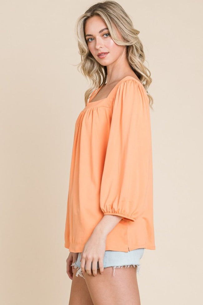 Culture Code Square Neck Puff Sleeve Top - Luxe Shopping