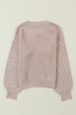 Parchment Cable Knit Sleeve Drop Shoulder Sweater