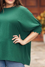 Green Smocked Wrist Shift Top - Luxe Shopping