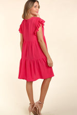 Haptics Full Size Smocking Ruffle Short Sleeve Dress with Pockets - Luxe Shopping