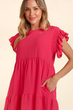 Haptics Full Size Smocking Ruffle Short Sleeve Dress with Pockets - Luxe Shopping