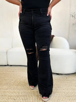 Judy Blue Full Size High Waist Distressed Flare Jeans - Luxe Shopping