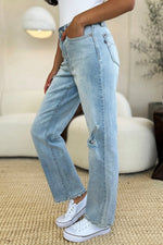 Judy Blue Full Size High Waist Distressed Straight Jeans - Luxe Shopping