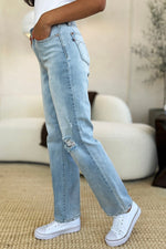 Judy Blue Full Size High Waist Distressed Straight Jeans - Luxe Shopping