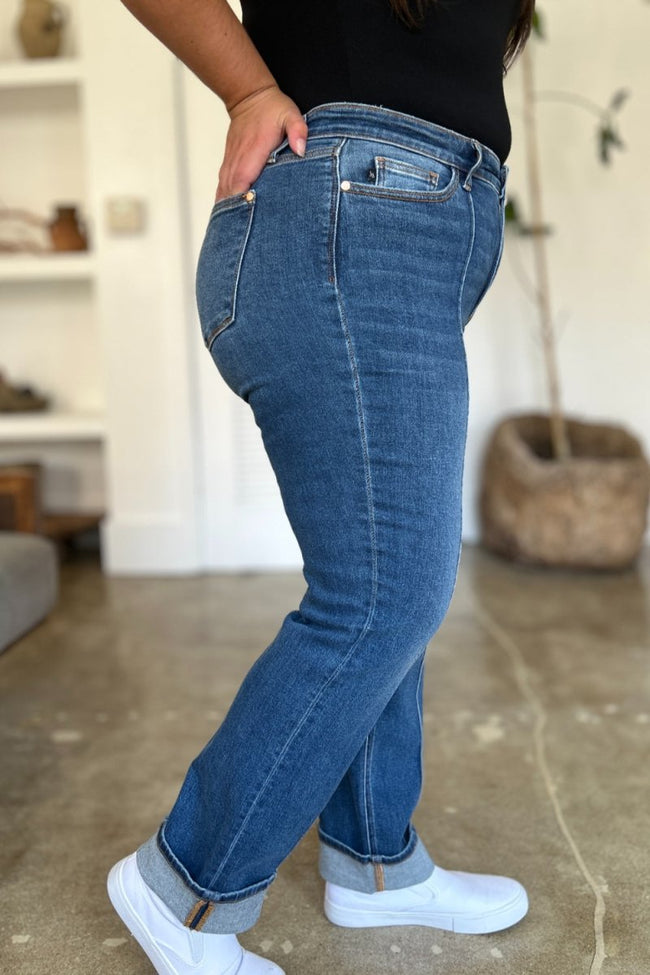 Judy Blue Full Size High Waist Front Seam Detail Straight Jeans - Luxe Shopping