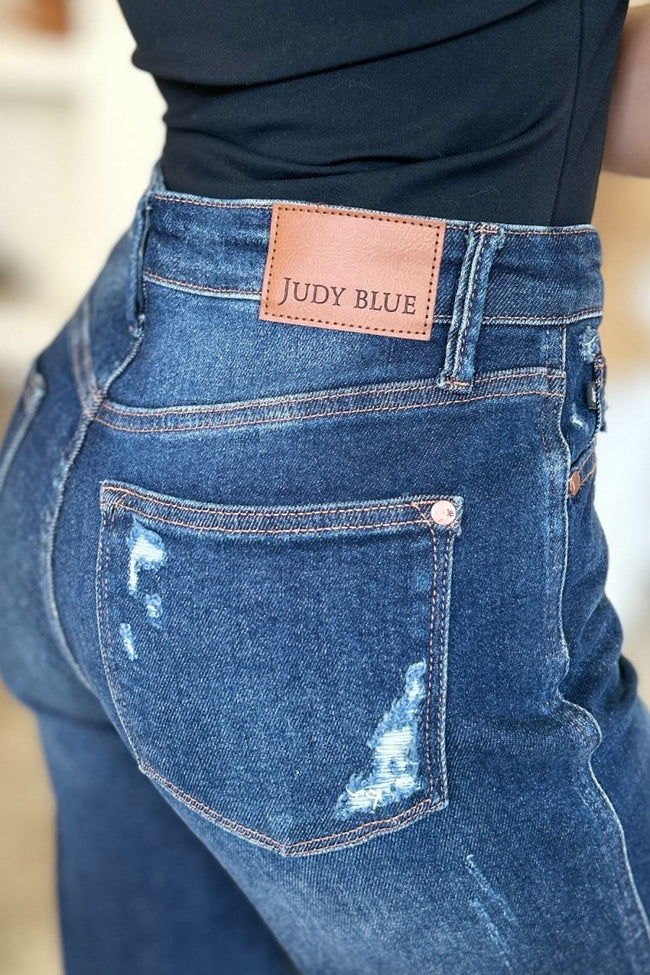 Judy Blue Full Size High Waist Rigid Magic Heavy Destroy Straight Jeans - Luxe Shopping