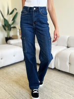 Judy Blue Full Size High Waist Straight Cargo Jeans - Luxe Shopping