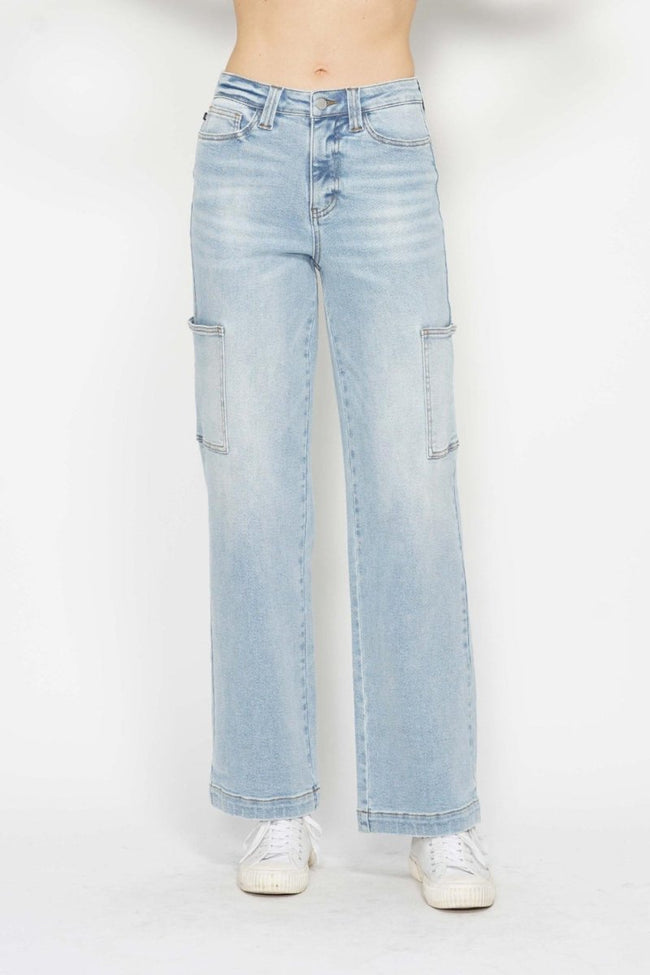 Judy Blue Full Size High Waist Straight Cargo Jeans - Luxe Shopping