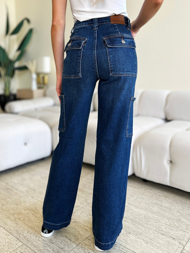 Judy Blue Full Size High Waist Straight Cargo Jeans - Luxe Shopping