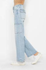 Judy Blue Full Size High Waist Straight Cargo Jeans - Luxe Shopping