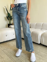 Judy Blue Full Size Mid Rise Distressed Straight Jeans - Luxe Shopping