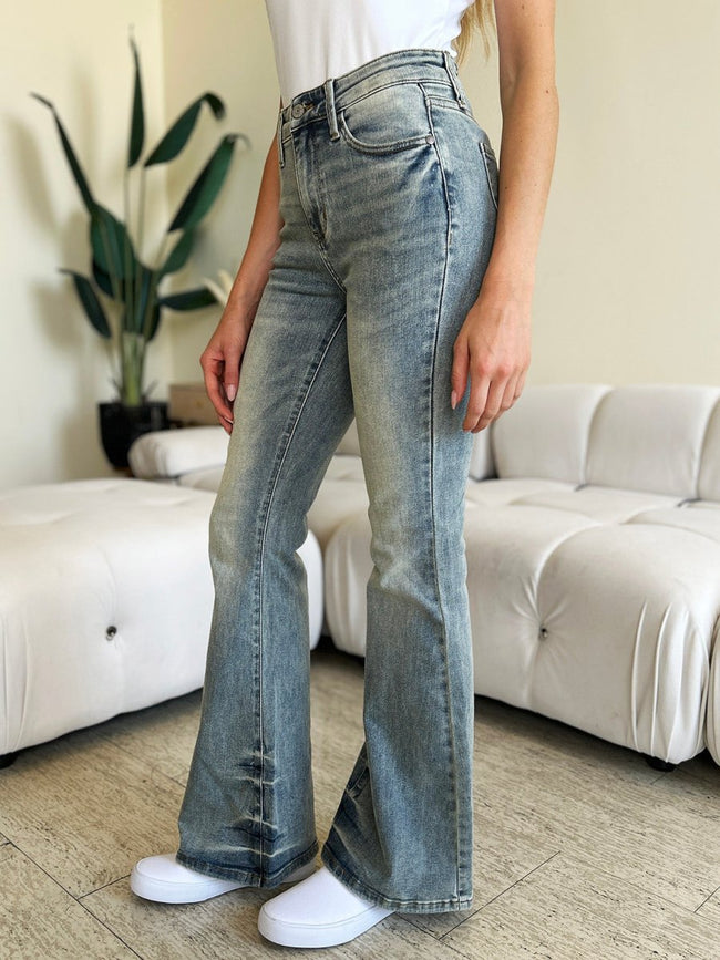 Judy Blue Full Size Mid Rise Flare Jeans - Luxe Shopping