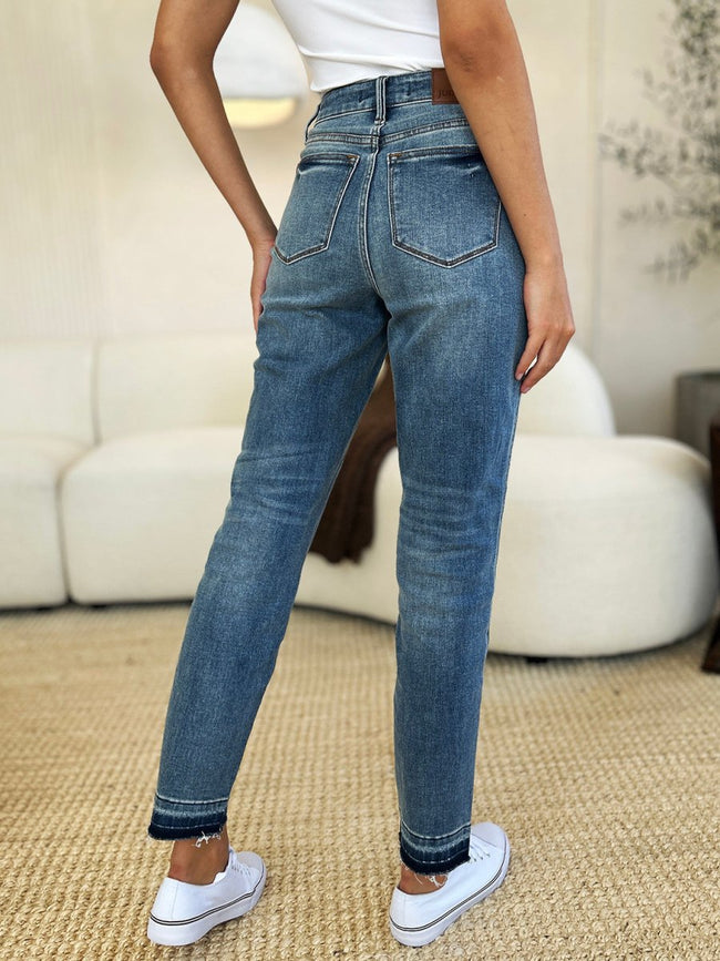 Judy Blue Full Size Mid Rise Rigid Magic Release Hem Jeans - Luxe Shopping