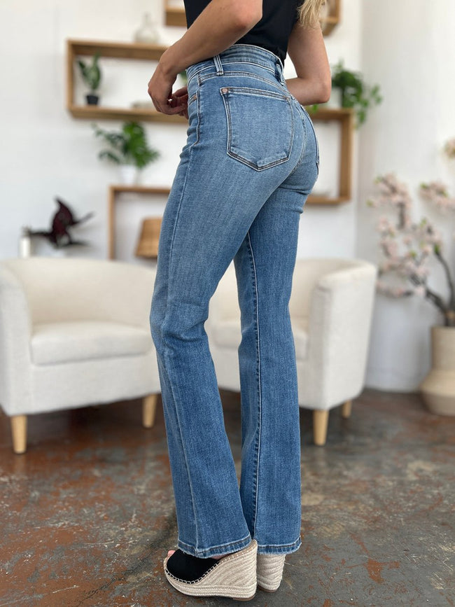 Judy Blue Full Size Mid - Rise Waist Straight Jeans - Luxe Shopping