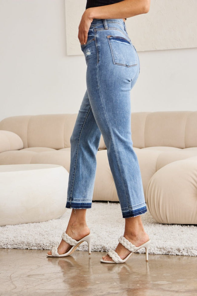 Judy Blue Full Size Release Hem Cropped Bootcut Jeans - Luxe Shopping