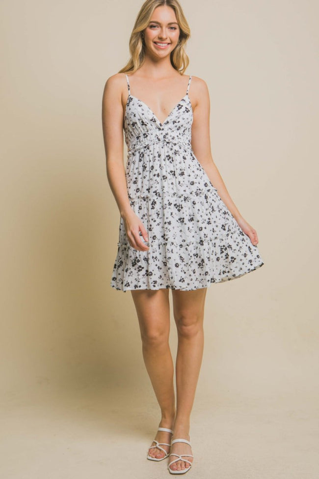 Love Tree Floral Tiered Cami Mini Dress - Luxe Shopping