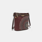 Nicole Lee USA Metallic Stitching Embroidery Inlaid Rhinestone Crossbody Bag - Luxe Shopping