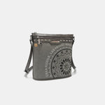 Nicole Lee USA Metallic Stitching Embroidery Inlaid Rhinestone Crossbody Bag - Luxe Shopping