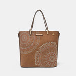 Nicole Lee USA Metallic Stitching Embroidery Inlaid Rhinestone Tote Bag - Luxe Shopping