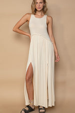 POL Sleeveless Back Zipper Front Slit Maxi Dress - Luxe Shopping