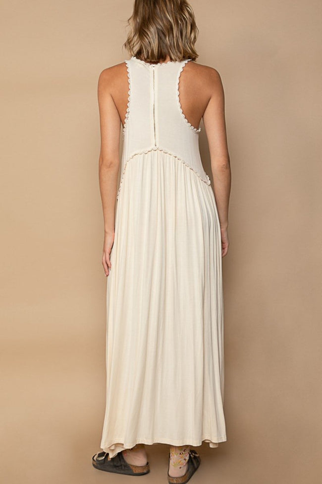 POL Sleeveless Back Zipper Front Slit Maxi Dress - Luxe Shopping