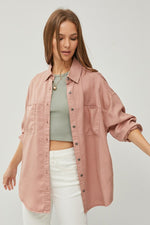 RISEN Full Size Button Up Long Sleeve Denim Shirt - Luxe Shopping