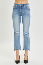 RISEN Full Size High Rise Distressed Cropped Straight Jeans - Luxe Shopping