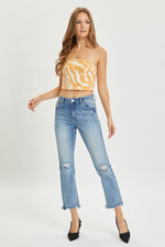 RISEN Full Size High Rise Distressed Cropped Straight Jeans - Luxe Shopping