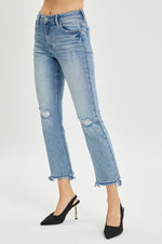 RISEN Full Size High Rise Distressed Cropped Straight Jeans - Luxe Shopping