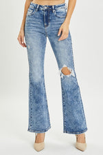 RISEN Full Size High Rise Distressed Flare Jeans - Luxe Shopping