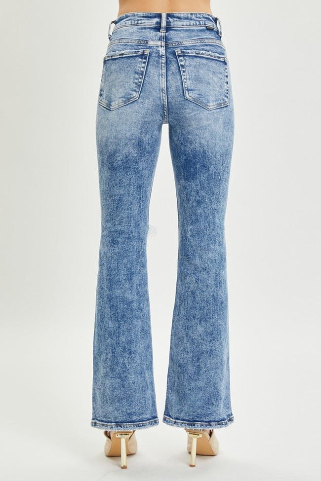 RISEN Full Size High Rise Distressed Flare Jeans - Luxe Shopping