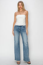 RISEN Full Size High Waist Distressed Wide Leg Jeans - Luxe Shopping