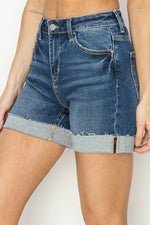 RISEN High Rise Cuffed Denim Shorts - Luxe Shopping