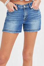 RISEN Low Rise Slit Denim Shorts - Luxe Shopping