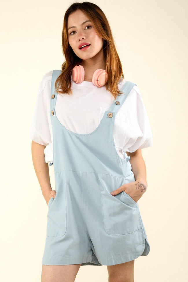 VERY J Adjustable Waist Suspender Overalls with Pockets - Luxe Shopping