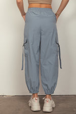 VERY J Elastic Waist Woven Cargo Pants - Luxe Shopping