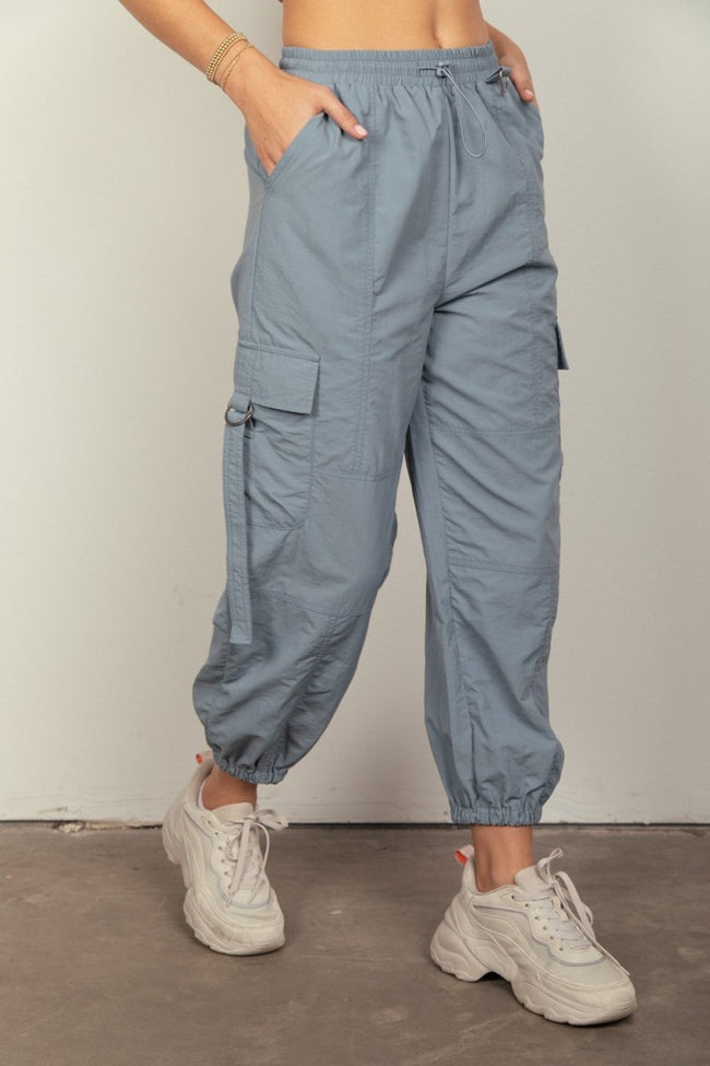 VERY J Elastic Waist Woven Cargo Pants - Luxe Shopping