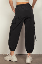 VERY J Elastic Waist Woven Cargo Pants - Luxe Shopping